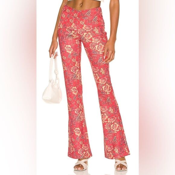 Free People House Party Printed Vegan Suede Flare Leg Pants - Picture 4 of 9